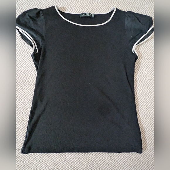 Ralph Lauren Black Blouse with White Trim - Picture 6 of 10